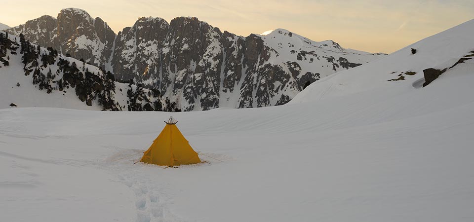 Modular Shelter pitched on snow