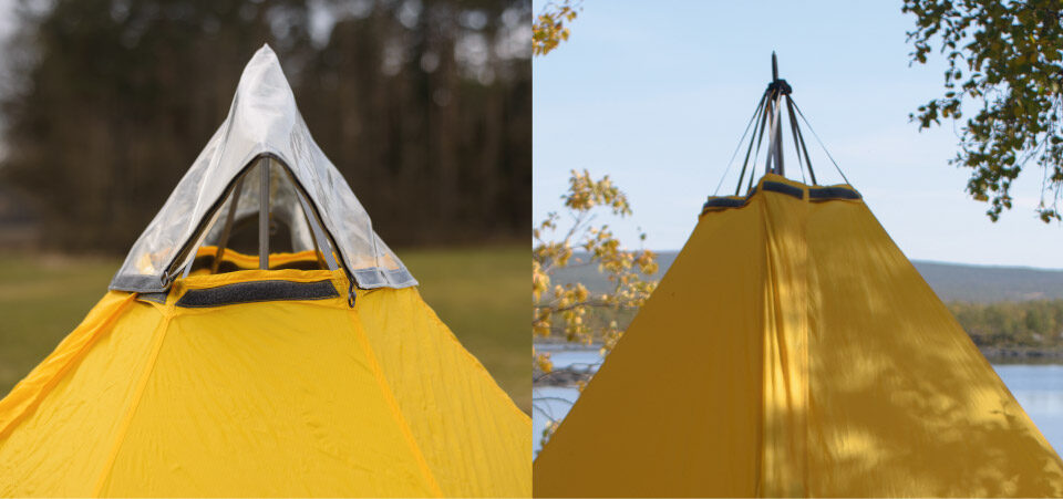 Top of a modular shelter, with and without Rain Ceiling